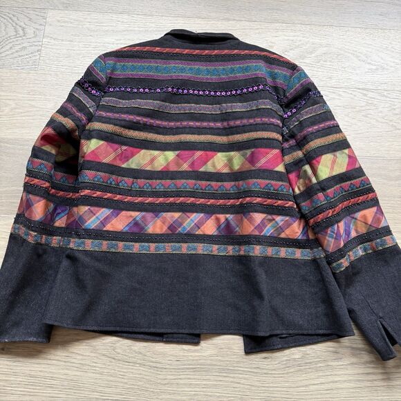 Coldwater Creek Jacket Women P10 Aztec Embroidered Beaded Blazer Topper Vtg - Picture 2 of 12